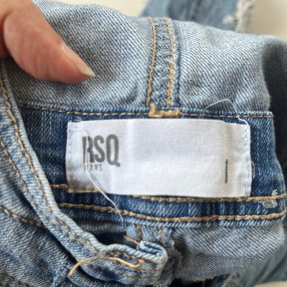 RSQ TILLY'S Distressed Denim Overalls Sz 1 Grunge Y2K Baddie Streetwear Festival - Picture 10 of 14